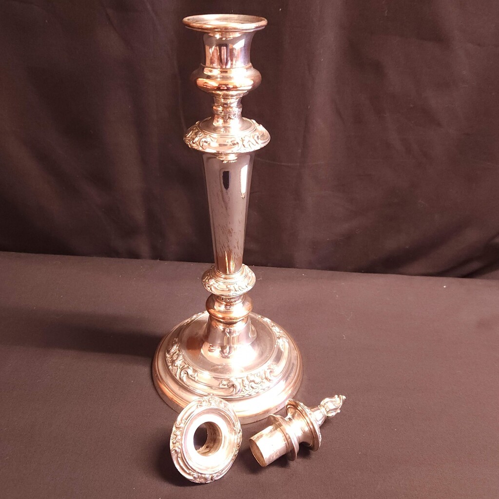 Victorian Silverplate Candlestick With Snuffer